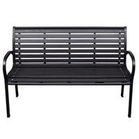 Outdoor Bench, Black Steel, WPC UV and Weather Resistant, 46 Inch - BM340484
