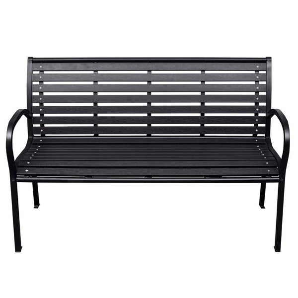 Outdoor Bench, Black Steel, WPC UV and Weather Resistant, 46 Inch - BM340484
