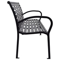 Outdoor Bench, Black Steel, WPC UV and Weather Resistant, 46 Inch - BM340484
