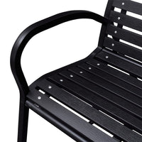 Outdoor Bench, Black Steel, WPC UV and Weather Resistant, 46 Inch - BM340484