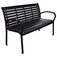 Outdoor Bench, Black Steel, WPC UV and Weather Resistant, 46 Inch - BM340484