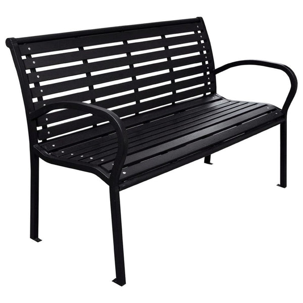 Outdoor Bench, Black Steel, WPC UV and Weather Resistant, 46 Inch - BM340484