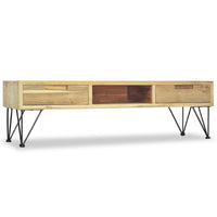 TV Stand Media Cabinet, Natural Teak Wood and Wrought Iron, 47 Inch - BM340485
