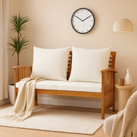 Outdoor Bench, Cream Fabric, Brown Solid Acacia Wood, 47 Inch - BM340486