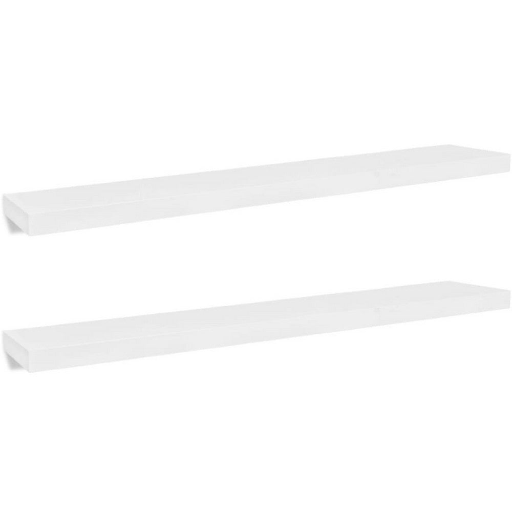 Floating Wall Shelf Set of 2, Spacious White Frame, 47 Inch - BM340487