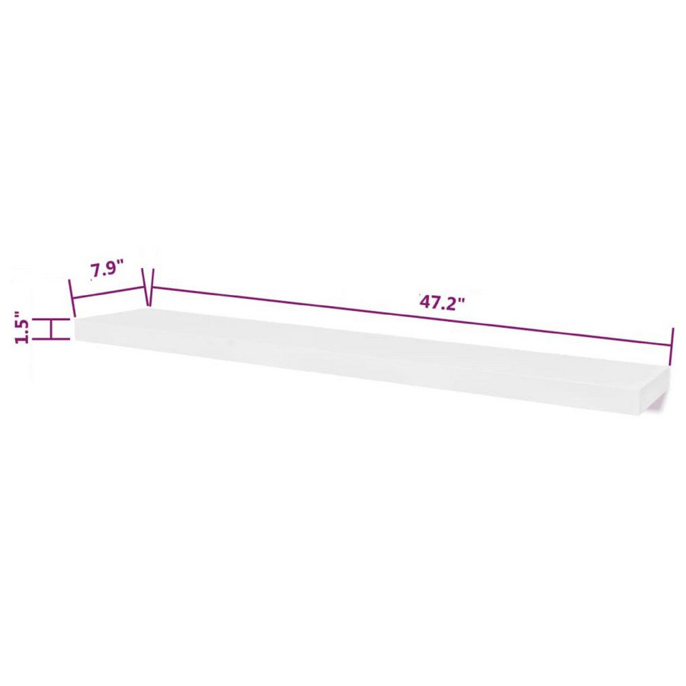 Floating Wall Shelf Set of 2, Spacious White Frame, 47 Inch - BM340487