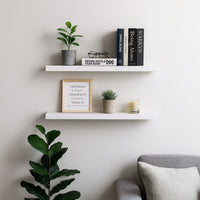 Floating Wall Shelf Set of 2, Spacious White Frame, 47 Inch - BM340487