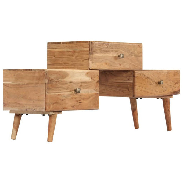 TV Stand Media Cabinet, Honey Brown Solid Acacia Wood, 3 Drawers, 43 Inch - BM340488