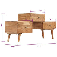 TV Stand Media Cabinet, Honey Brown Solid Acacia Wood, 3 Drawers, 43 Inch - BM340488