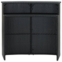 Bar Table, Powder Coated Black Poly Rattan, Metal Frame, 47 Inch - BM340489