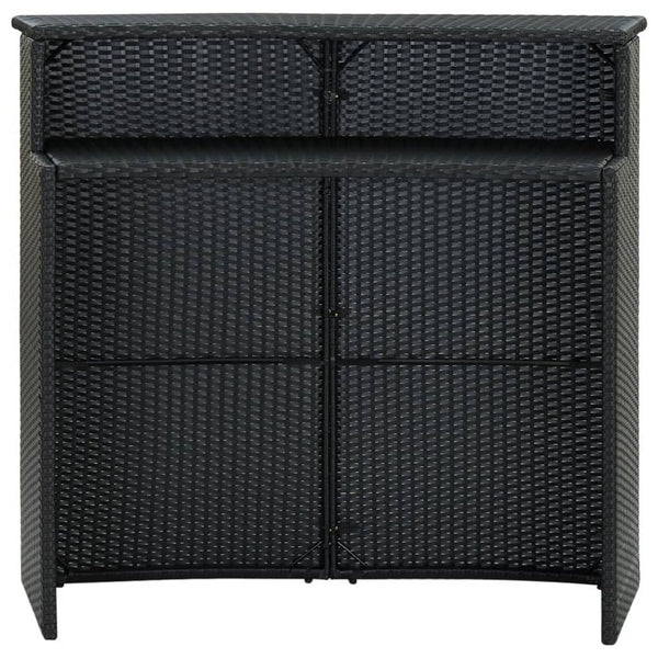 Bar Table, Powder Coated Black Poly Rattan, Metal Frame, 47 Inch - BM340489