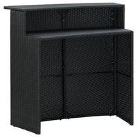 Bar Table, Powder Coated Black Poly Rattan, Metal Frame, 47 Inch - BM340489