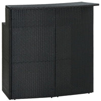 Bar Table, Powder Coated Black Poly Rattan, Metal Frame, 47 Inch - BM340489