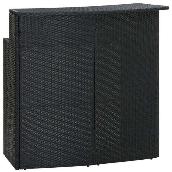 Bar Table, Powder Coated Black Poly Rattan, Metal Frame, 47 Inch - BM340489