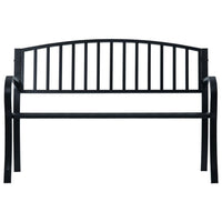 Outdoor Bench, Black Powder-Coated Steel, Curved Backrest, 47 Inch - BM340490