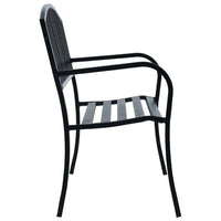 Outdoor Bench, Black Powder-Coated Steel, Curved Backrest, 47 Inch - BM340490