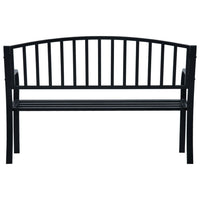 Outdoor Bench, Black Powder-Coated Steel, Curved Backrest, 47 Inch - BM340490
