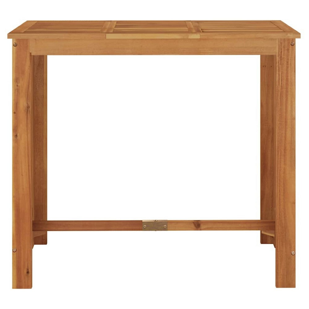 Outdoor Bar Table, Natural Brown Solid Acacia Wood, Rectangular 47 Inch - BM340491
