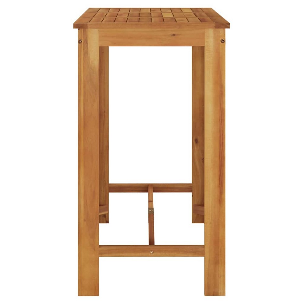 Outdoor Bar Table, Natural Brown Solid Acacia Wood, Rectangular 47 Inch - BM340491