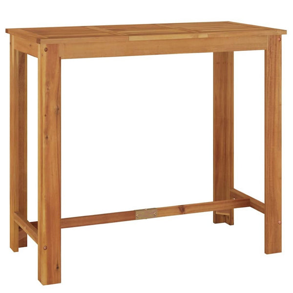 Outdoor Bar Table, Natural Brown Solid Acacia Wood, Rectangular 47 Inch - BM340491