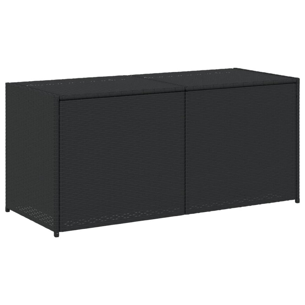 Jenna Outdoor Poolside Storage Box, Black Poly Rattan, 47 Inch - BM340495
