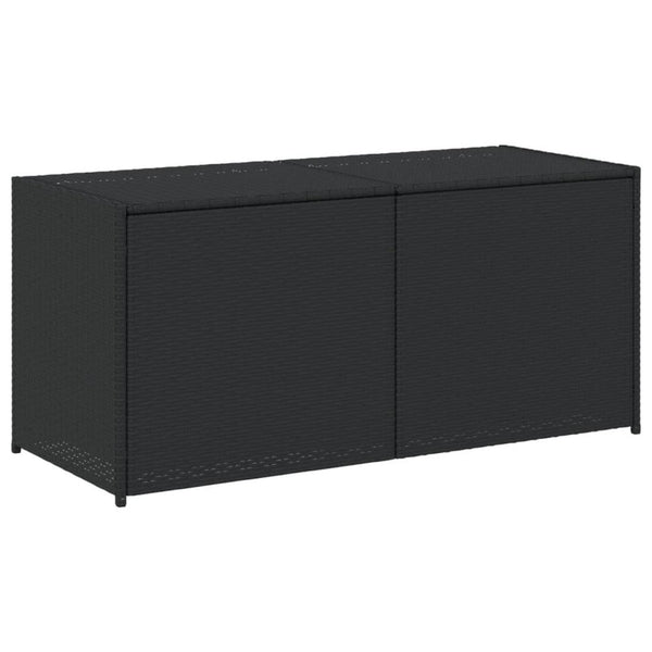 Jenna Outdoor Poolside Storage Box, Black Poly Rattan, 47 Inch - BM340495
