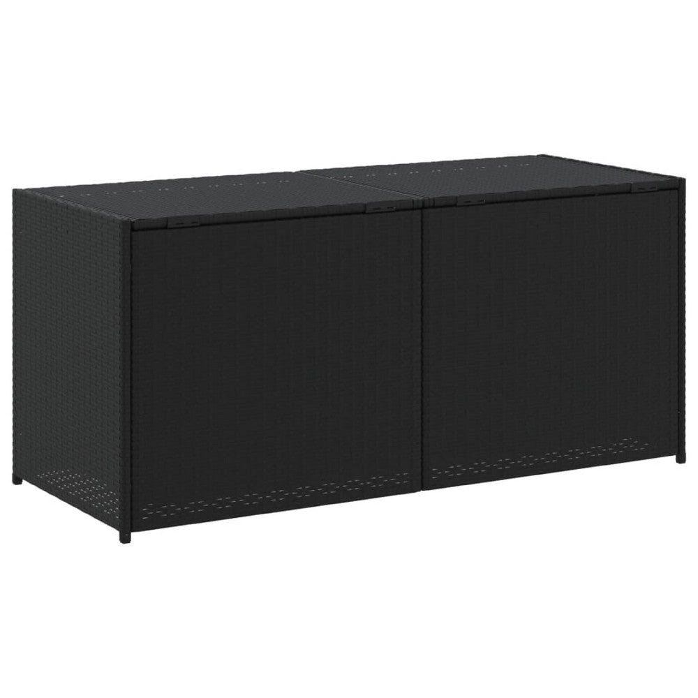 Jenna Outdoor Poolside Storage Box, Black Poly Rattan, 47 Inch - BM340495