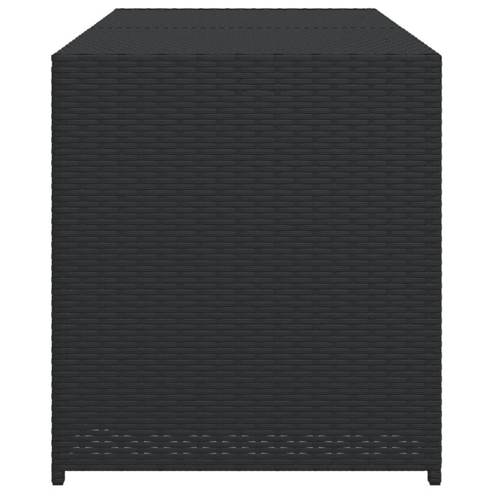 Jenna Outdoor Poolside Storage Box, Black Poly Rattan, 47 Inch - BM340495