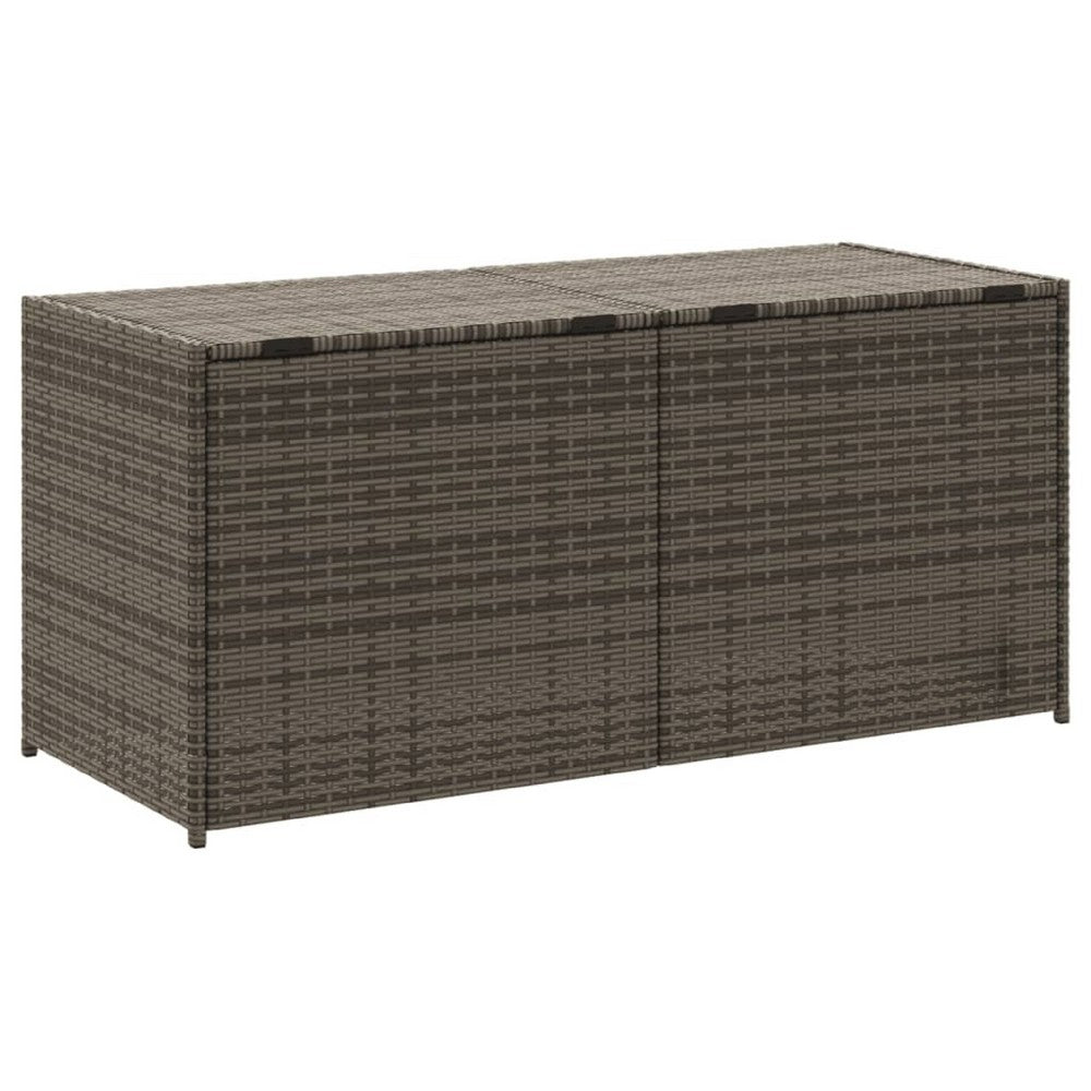 Jenna Outdoor Poolside Storage Box, Gray Poly Rattan, Steel Frame, 47 Inch - BM340496
