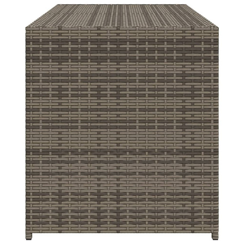Jenna Outdoor Poolside Storage Box, Gray Poly Rattan, Steel Frame, 47 Inch - BM340496