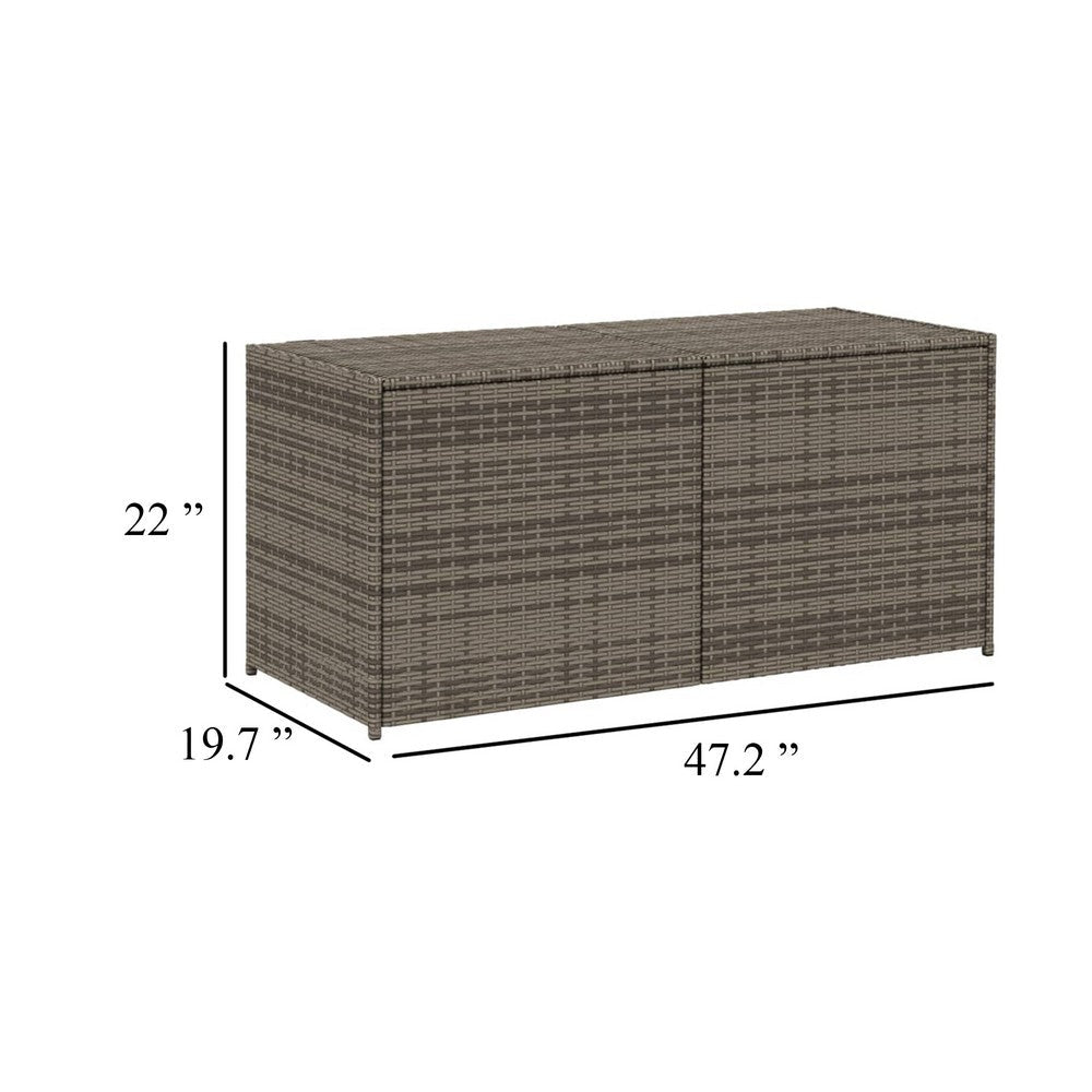 Jenna Outdoor Poolside Storage Box, Gray Poly Rattan, Steel Frame, 47 Inch - BM340496