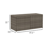 Jenna Outdoor Poolside Storage Box, Gray Poly Rattan, Steel Frame, 47 Inch - BM340496