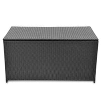 Outdoor Poolside Storage Chest, Black Poly Rattan, Gas Lift Lid, 47 Inch - BM340497