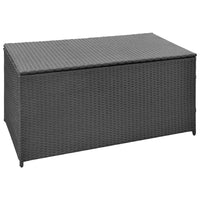Outdoor Poolside Storage Chest, Black Poly Rattan, Gas Lift Lid, 47 Inch - BM340497