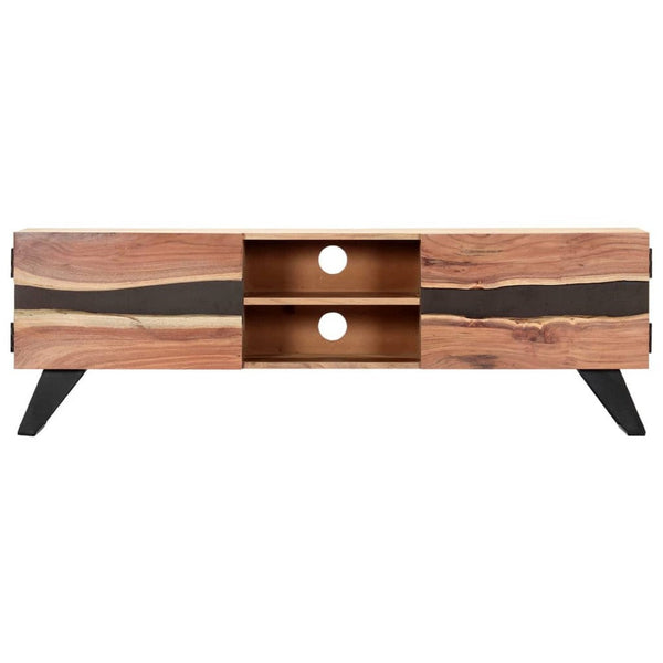 TV Stand Media Cabinet, Natural Brown Acacia Solid Acacia Wood, 55 Inch - BM340498