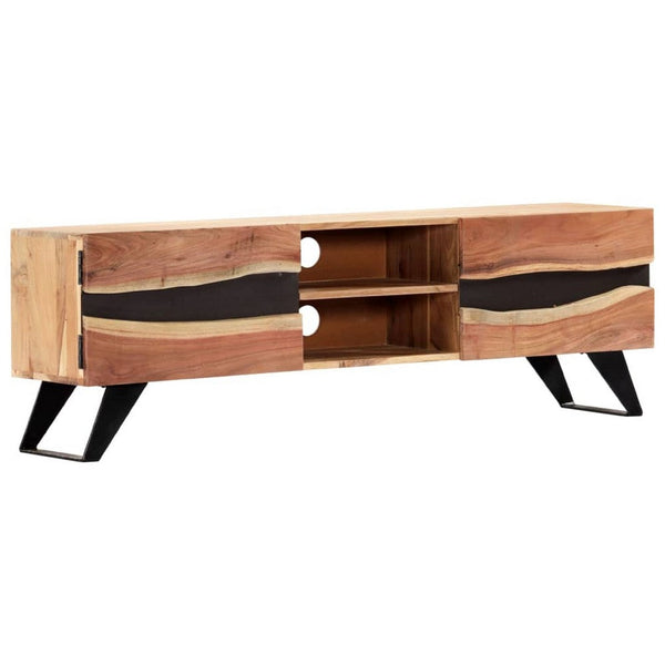 TV Stand Media Cabinet, Natural Brown Acacia Solid Acacia Wood, 55 Inch - BM340498