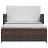 Feya 2pc Outdoor Sofa and Ottoman Set, Brown Poly Rattan, White Cushions, Steel - BM340499