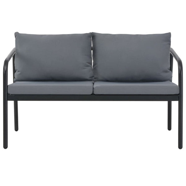 Outdoor Sofa, Dark Gray Polyester Cushions Black, Aluminium 48 Inch - BM340501