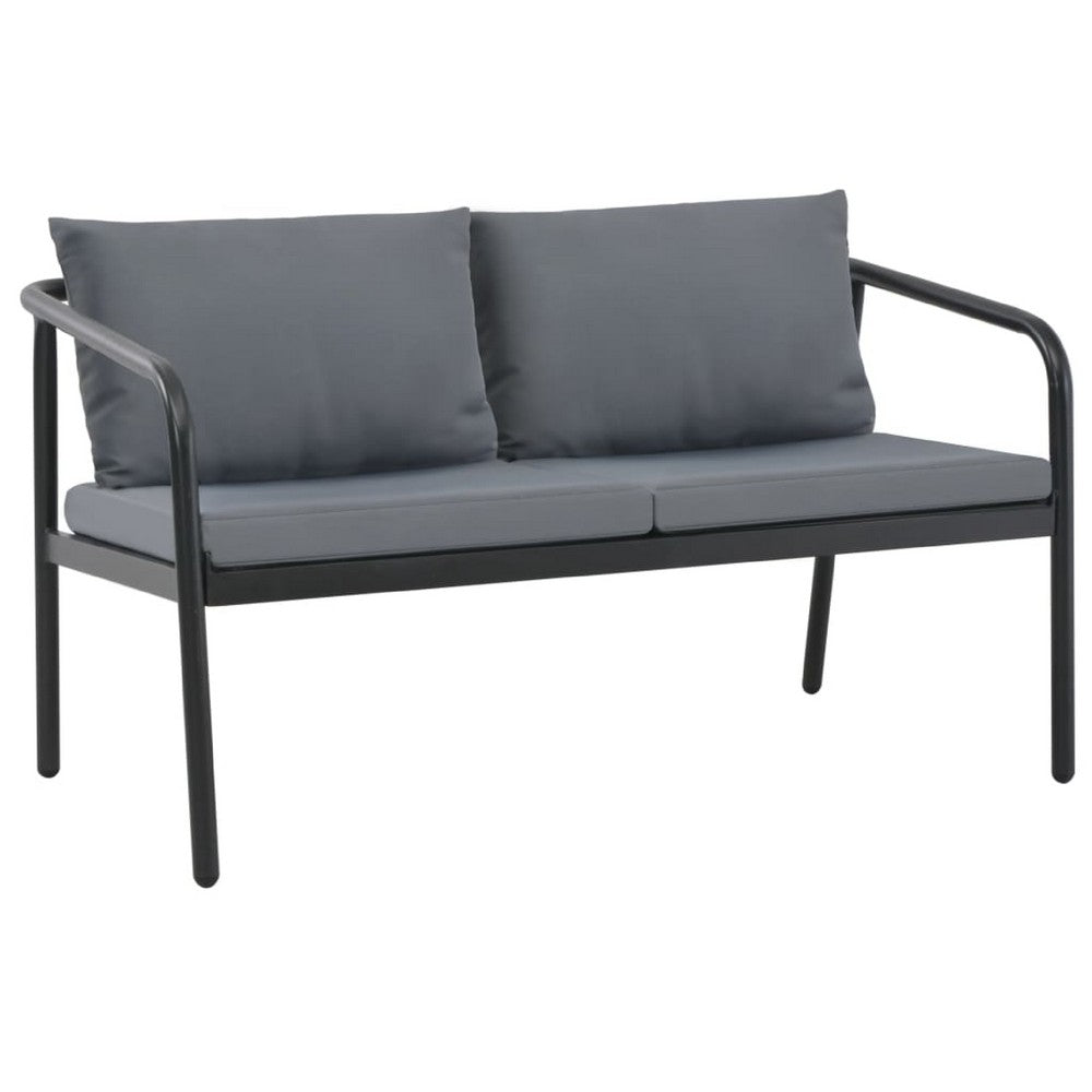 Outdoor Sofa, Dark Gray Polyester Cushions Black, Aluminium 48 Inch - BM340501