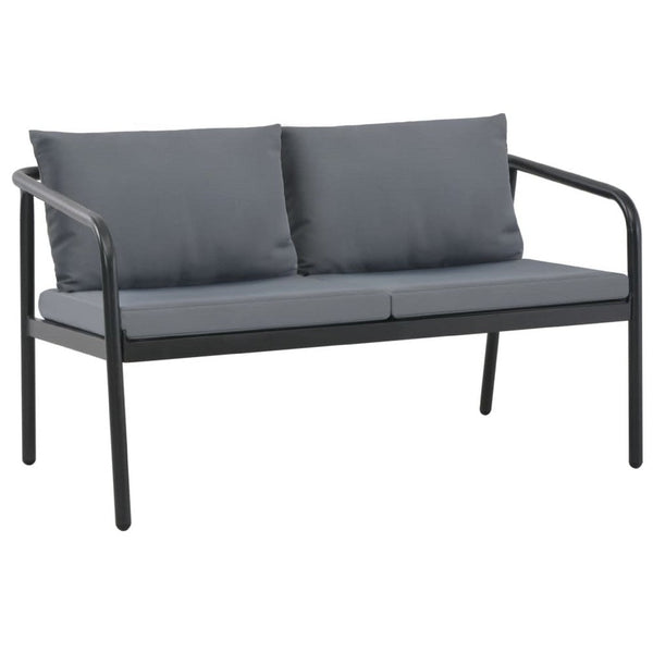 Outdoor Sofa, Dark Gray Polyester Cushions Black, Aluminium 48 Inch - BM340501