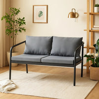 Outdoor Sofa, Dark Gray Polyester Cushions Black, Aluminium 48 Inch - BM340501