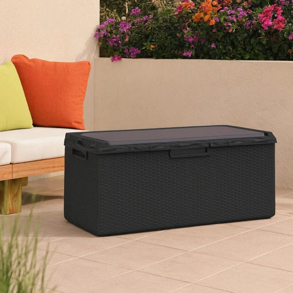 Outdoor Garden Storage Box, Anthracite Gray, Metal, 49 Inch - BM340502