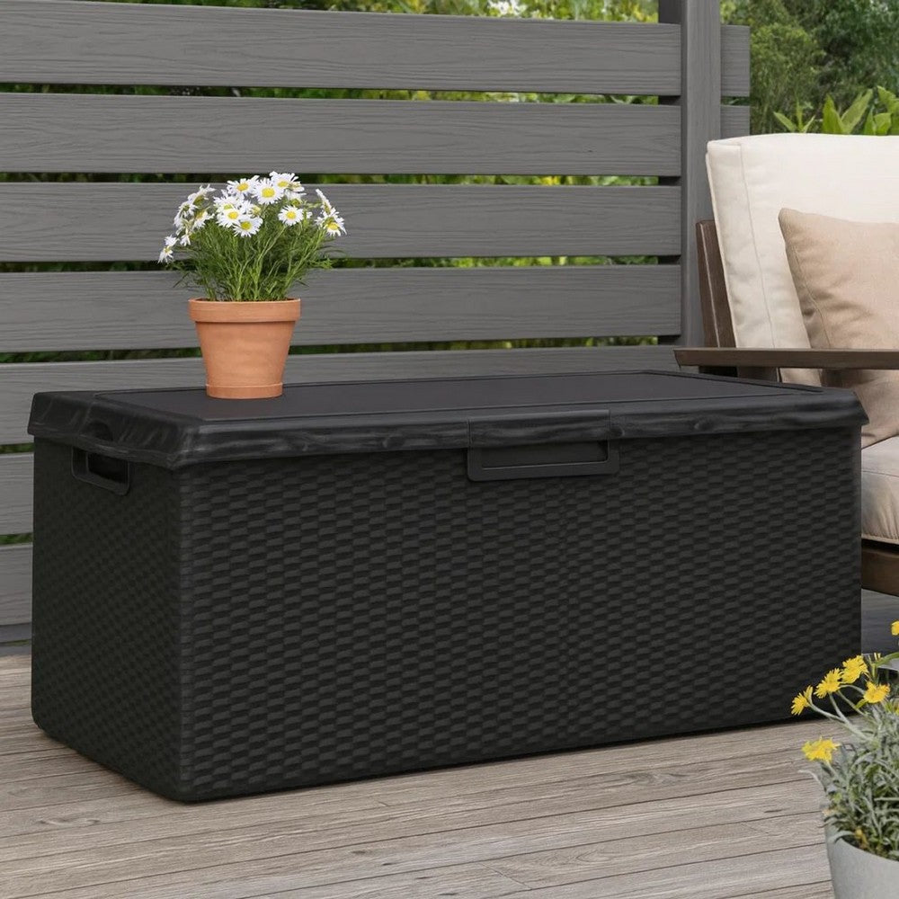 Outdoor Garden Storage Box, Anthracite Gray, Metal, 49 Inch - BM340502