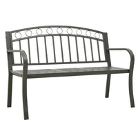 Garden Bench, Gray Powder-Coated Steel, Central Table, 49 Inch - BM340503