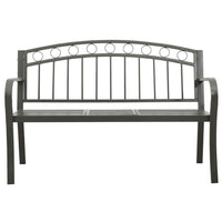 Garden Bench, Gray Powder-Coated Steel, Central Table, 49 Inch - BM340503
