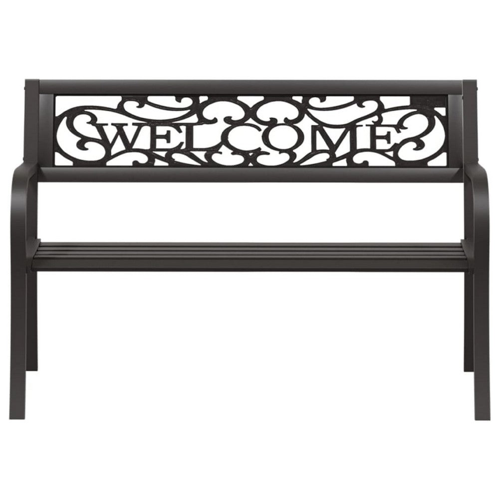 Garden Bench, Weather Resistant Black Powder-Coated Steel, 50 Inch - BM340504