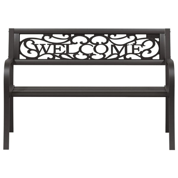 Garden Bench, Weather Resistant Black Powder-Coated Steel, 50 Inch - BM340504