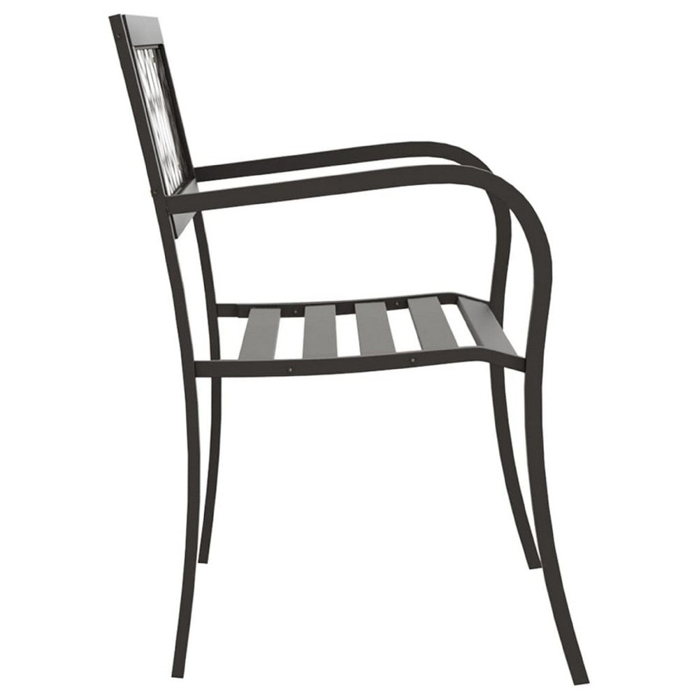 Garden Bench, Weather Resistant Black Powder-Coated Steel, 50 Inch - BM340504