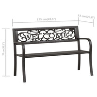 Garden Bench, Weather Resistant Black Powder-Coated Steel, 50 Inch - BM340504