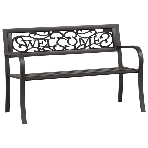 Garden Bench, Weather Resistant Black Powder-Coated Steel, 50 Inch - BM340504